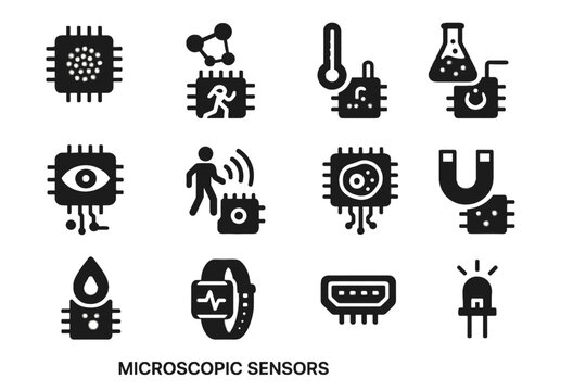 Led icon probe humidity sensor vector biochip data nano microscopic motion