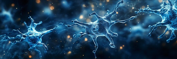 advanced visualization of nervous system neurons in digital art style for medical and scientific use