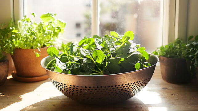 Summer Spinach And Arugula Rough Wooden Colan