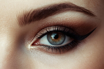 a female eye with perfect shape of eyebrows.