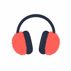 Simple illustration of a pair of warm fluffy red earmuffs.