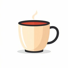 Flat vector icon of a steaming hot coffee mug on a white background.