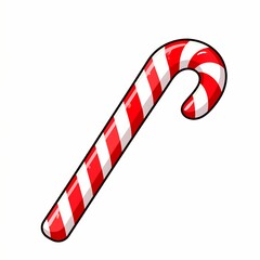 Classic Red and White Striped Candy Cane Icon.