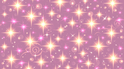 紫色の背景に輝く星のシームレスパターン