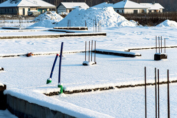 Insulated foundations and painted with dispersion, visible rods.