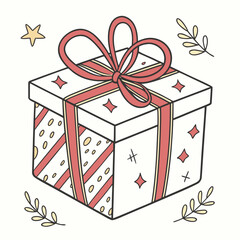 Charming gift box with red ribbon and star