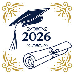 Graduation announcement with cap, diploma, and 2026