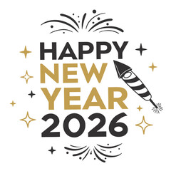 Happy new year 2026 celebration with firework