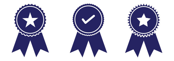 Set the company's product quality certificate is compliant the check mark symbol represents the standard quality control vector illustration
