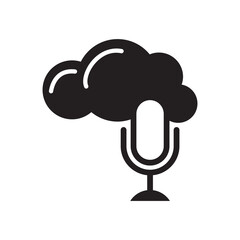 Solid Cloud Recording Microphone Icon for Storage