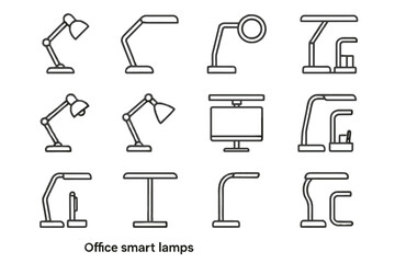 Obraz premium Bar holder icon lamp office vector icons dual adjustable flexible pen monitor