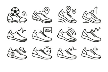 Obraz premium Smart icon running vector shoe biomechanical sensor shoes monitor sneakers height endurance