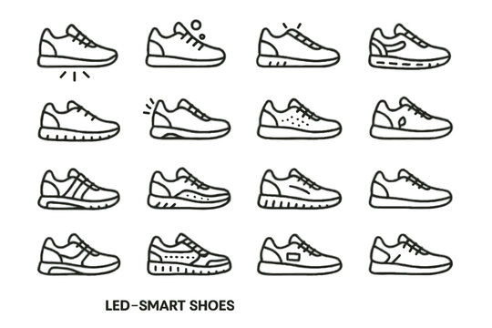 Sneakers icon lighting leds illuminated glowing led light vector reactive pattern shoes