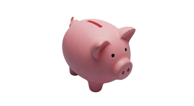 3d icon of pink piggy bank isolated on transparent background, a symbol of saving money and financial security