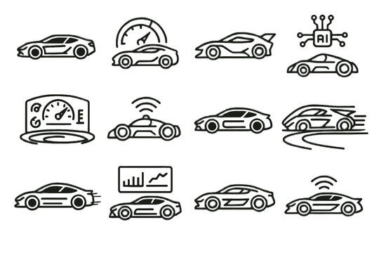 Hud icon track vehicle icons smart vector outline telemetry futuristic aerodynamic racing