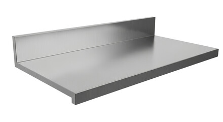 Empty metal shelf panel on transparent background with no items  