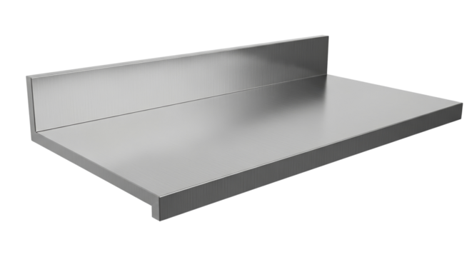 Empty metal shelf panel on transparent background with no items  