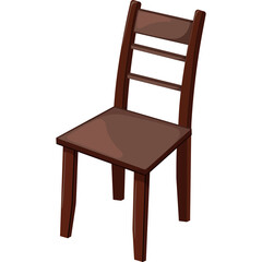 A Simple Wooden Chair with a Warm Brown Finish and a Transparent Background Ideal for Design Projects