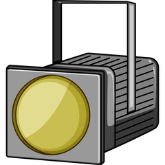 A Studio Spotlight With A Yellow Light Emitting From The Front On A White Background