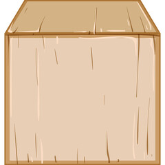 A Stylized Wooden Crate with a Textured Surface and Vertical Grain Details Against a Transparent Background in a Simple Flat Design