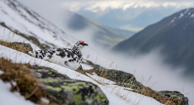 snow capped mountains bird - Powered by Adobe