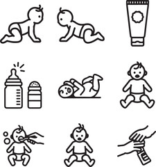 baby care icon set vector icon