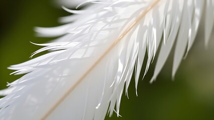 Delicate white feather showcasing intricate textures under natural sunlight.