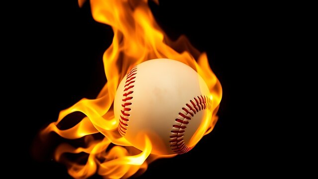 A baseball engulfed in fiery intensity, symbolizing passion and energy in sports.