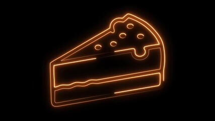Vibrant neon cheesecake slice glows with warm orange light against a dark backdrop, perfect for culinary promotions and modern cafe branding.