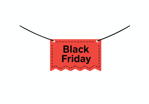 Vibrant red black friday banner design with festive sales text, perfect for advertising promotional events and retail offers