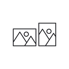 Stacked Photos Gallery Line Art Icon Set