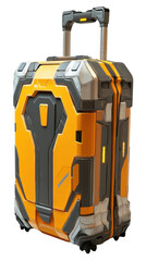 Naklejka premium Futuristic orange hard-shell sci-fi suitcase 