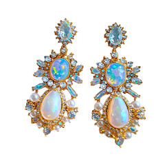 Elegant Opal & Aquamarine Drop Earrings: Luxury Jewelry Design