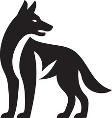 Black Wolf Silhouette on White Background canine animal, Fierce wolf silhouette minimal design
