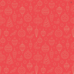 A seamless vector pattern of colorful Christmas balls. Design for fabric, textile, wrapping paper, etc. Background for New year celebration 