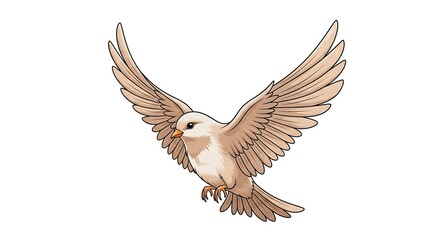 Obraz premium Dove with wings spread, white background