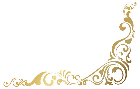 Vintage corner gold scroll line, creativity, pattern design, graphic elements