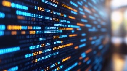 digital binary code stream in computer network technology concept