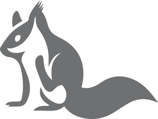 Gray Squirrel Sitting and Scratching on White Background, Cute squirrel silhouette sitting vector design
