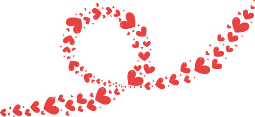 Vector illustration of red hearts forming a smooth spiral shape. A romantic and elegant composition symbolizing love, passion, and tenderness. Perfect for Valentine’s Day designs, wedding invitations
