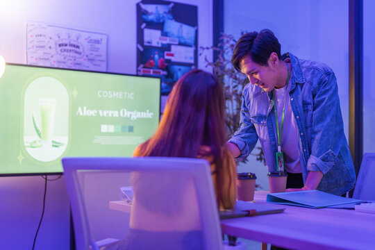 high octane late night office session dedicated agile team comprising the product manager strategist planner advanced AI agent assistance collaboratively brainstorms and conducts meticulous market 