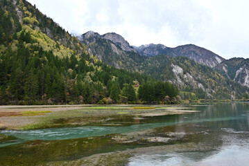 coloruful trees on the mountain and lake in the autumn