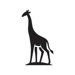 Stylized Giraffe Silhouette Standing Upright with Curved Neck Isolated Vector