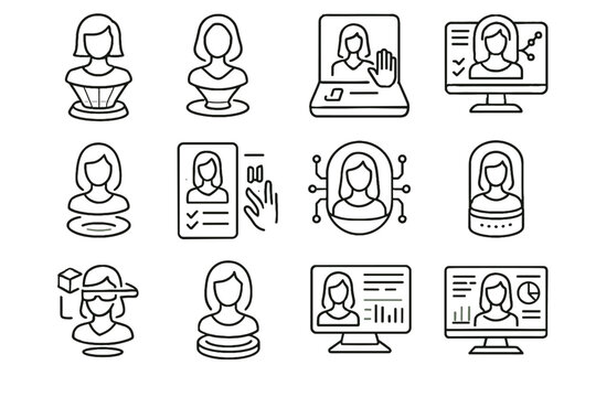 Vector smart hud connected assistant dashboard futuristic ai helper icons predictive icon