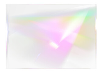 Abstract glowing glass textures with light reflections and refractions in bright neon colors — one with radiant white-pink-green light burst, and another with layered blue-violet geometric transparenc