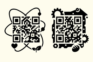 QR Code Innovation: Two stylized QR codes, symbolizing the intersection of technology, innovation, and design, offering a unique visual statement.