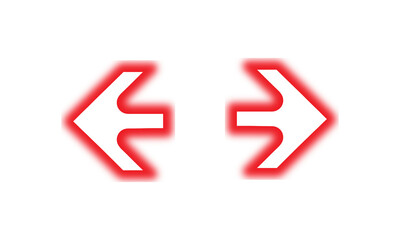 Neon Red Left and Right Direction Arrows Icons for Navigation UI and Web Mobile Apps