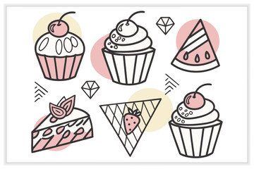 Hand Drawn Bakery Elements and Pastry Shop Vector Pack