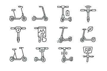 Foldable urban device scooter eco vector digital icon display interactive connected