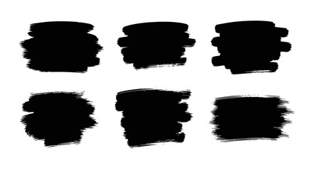 Collection of Black Brush Strokes on White Background.